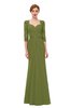 ColsBM Bronte Olive Green Bridesmaid Dresses Elbow Length Sleeve Pleated Mermaid Zipper Floor Length Glamorous