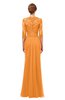 ColsBM Bronte Orange Bridesmaid Dresses Elbow Length Sleeve Pleated Mermaid Zipper Floor Length Glamorous