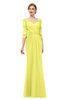 ColsBM Bronte Pale Yellow Bridesmaid Dresses Elbow Length Sleeve Pleated Mermaid Zipper Floor Length Glamorous