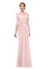 ColsBM Bronte Pastel Pink Bridesmaid Dresses Elbow Length Sleeve Pleated Mermaid Zipper Floor Length Glamorous