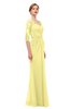 ColsBM Bronte Pastel Yellow Bridesmaid Dresses Elbow Length Sleeve Pleated Mermaid Zipper Floor Length Glamorous