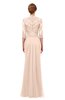 ColsBM Bronte Peach Puree Bridesmaid Dresses Elbow Length Sleeve Pleated Mermaid Zipper Floor Length Glamorous