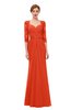 ColsBM Bronte Persimmon Bridesmaid Dresses Elbow Length Sleeve Pleated Mermaid Zipper Floor Length Glamorous