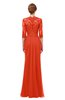 ColsBM Bronte Persimmon Bridesmaid Dresses Elbow Length Sleeve Pleated Mermaid Zipper Floor Length Glamorous