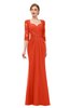 ColsBM Bronte Persimmon Bridesmaid Dresses Elbow Length Sleeve Pleated Mermaid Zipper Floor Length Glamorous