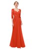 ColsBM Bronte Persimmon Bridesmaid Dresses Elbow Length Sleeve Pleated Mermaid Zipper Floor Length Glamorous