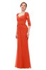 ColsBM Bronte Persimmon Bridesmaid Dresses Elbow Length Sleeve Pleated Mermaid Zipper Floor Length Glamorous