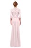 ColsBM Bronte Petal Pink Bridesmaid Dresses Elbow Length Sleeve Pleated Mermaid Zipper Floor Length Glamorous