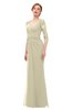 ColsBM Bronte Putty Bridesmaid Dresses Elbow Length Sleeve Pleated Mermaid Zipper Floor Length Glamorous