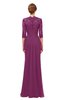 ColsBM Bronte Raspberry Bridesmaid Dresses Elbow Length Sleeve Pleated Mermaid Zipper Floor Length Glamorous