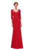 ColsBM Bronte Red Bridesmaid Dresses Elbow Length Sleeve Pleated Mermaid Zipper Floor Length Glamorous