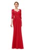 ColsBM Bronte Red Bridesmaid Dresses Elbow Length Sleeve Pleated Mermaid Zipper Floor Length Glamorous