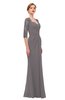 ColsBM Bronte Ridge Grey Bridesmaid Dresses Elbow Length Sleeve Pleated Mermaid Zipper Floor Length Glamorous