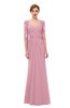 ColsBM Bronte Rosebloom Bridesmaid Dresses Elbow Length Sleeve Pleated Mermaid Zipper Floor Length Glamorous