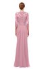 ColsBM Bronte Rosebloom Bridesmaid Dresses Elbow Length Sleeve Pleated Mermaid Zipper Floor Length Glamorous