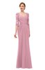 ColsBM Bronte Rosebloom Bridesmaid Dresses Elbow Length Sleeve Pleated Mermaid Zipper Floor Length Glamorous
