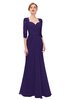 ColsBM Bronte Royal Purple Bridesmaid Dresses Elbow Length Sleeve Pleated Mermaid Zipper Floor Length Glamorous