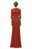 ColsBM Bronte Rust Bridesmaid Dresses Elbow Length Sleeve Pleated Mermaid Zipper Floor Length Glamorous