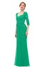 ColsBM Bronte Sea Green Bridesmaid Dresses Elbow Length Sleeve Pleated Mermaid Zipper Floor Length Glamorous