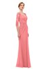 ColsBM Bronte Shell Pink Bridesmaid Dresses Elbow Length Sleeve Pleated Mermaid Zipper Floor Length Glamorous