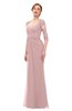 ColsBM Bronte Silver Pink Bridesmaid Dresses Elbow Length Sleeve Pleated Mermaid Zipper Floor Length Glamorous