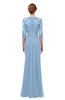 ColsBM Bronte Sky Blue Bridesmaid Dresses Elbow Length Sleeve Pleated Mermaid Zipper Floor Length Glamorous