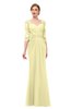 ColsBM Bronte Soft Yellow Bridesmaid Dresses Elbow Length Sleeve Pleated Mermaid Zipper Floor Length Glamorous