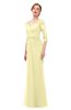 ColsBM Bronte Soft Yellow Bridesmaid Dresses Elbow Length Sleeve Pleated Mermaid Zipper Floor Length Glamorous