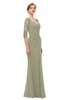 ColsBM Bronte Sponge Bridesmaid Dresses Elbow Length Sleeve Pleated Mermaid Zipper Floor Length Glamorous