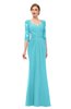 ColsBM Bronte Turquoise Bridesmaid Dresses Elbow Length Sleeve Pleated Mermaid Zipper Floor Length Glamorous
