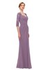 ColsBM Bronte Valerian Bridesmaid Dresses Elbow Length Sleeve Pleated Mermaid Zipper Floor Length Glamorous