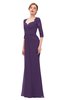 ColsBM Bronte Violet Bridesmaid Dresses Elbow Length Sleeve Pleated Mermaid Zipper Floor Length Glamorous