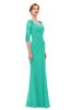 ColsBM Bronte Viridian Green Bridesmaid Dresses Elbow Length Sleeve Pleated Mermaid Zipper Floor Length Glamorous