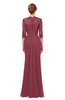 ColsBM Bronte Wine Bridesmaid Dresses Elbow Length Sleeve Pleated Mermaid Zipper Floor Length Glamorous