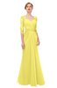ColsBM Bronte Yellow Iris Bridesmaid Dresses Elbow Length Sleeve Pleated Mermaid Zipper Floor Length Glamorous