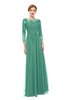 ColsBM Dixie Beryl Green Bridesmaid Dresses Lace Zip up Mature Floor Length Bateau Three-fourths Length Sleeve