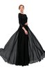 ColsBM Dixie Black Bridesmaid Dresses Lace Zip up Mature Floor Length Bateau Three-fourths Length Sleeve