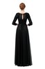 ColsBM Dixie Black Bridesmaid Dresses Lace Zip up Mature Floor Length Bateau Three-fourths Length Sleeve
