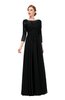 ColsBM Dixie Black Bridesmaid Dresses Lace Zip up Mature Floor Length Bateau Three-fourths Length Sleeve