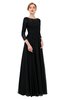 ColsBM Dixie Black Bridesmaid Dresses Lace Zip up Mature Floor Length Bateau Three-fourths Length Sleeve
