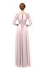 ColsBM Dixie Blush Bridesmaid Dresses Lace Zip up Mature Floor Length Bateau Three-fourths Length Sleeve
