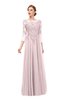 ColsBM Dixie Blush Bridesmaid Dresses Lace Zip up Mature Floor Length Bateau Three-fourths Length Sleeve