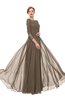 ColsBM Dixie Chocolate Brown Bridesmaid Dresses Lace Zip up Mature Floor Length Bateau Three-fourths Length Sleeve