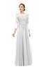 ColsBM Dixie Cloud White Bridesmaid Dresses Lace Zip up Mature Floor Length Bateau Three-fourths Length Sleeve