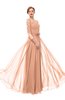 ColsBM Dixie Coral Reef Bridesmaid Dresses Lace Zip up Mature Floor Length Bateau Three-fourths Length Sleeve