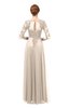 ColsBM Dixie Cream Tan Bridesmaid Dresses Lace Zip up Mature Floor Length Bateau Three-fourths Length Sleeve