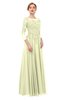 ColsBM Dixie Cream Bridesmaid Dresses Lace Zip up Mature Floor Length Bateau Three-fourths Length Sleeve