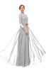 ColsBM Dixie Dove Grey Bridesmaid Dresses Lace Zip up Mature Floor Length Bateau Three-fourths Length Sleeve