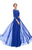 ColsBM Dixie Electric Blue Bridesmaid Dresses Lace Zip up Mature Floor Length Bateau Three-fourths Length Sleeve