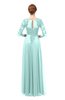 ColsBM Dixie Fair Aqua Bridesmaid Dresses Lace Zip up Mature Floor Length Bateau Three-fourths Length Sleeve